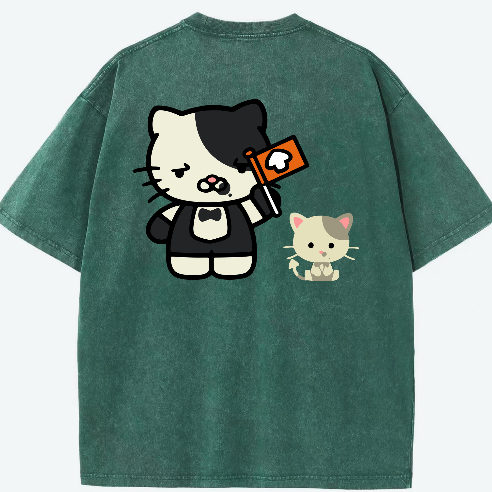 （画像用） Hello Kitty ハローキティ 綿100% ヴィンテージ風 半袖Tシャツ（背面プリント）